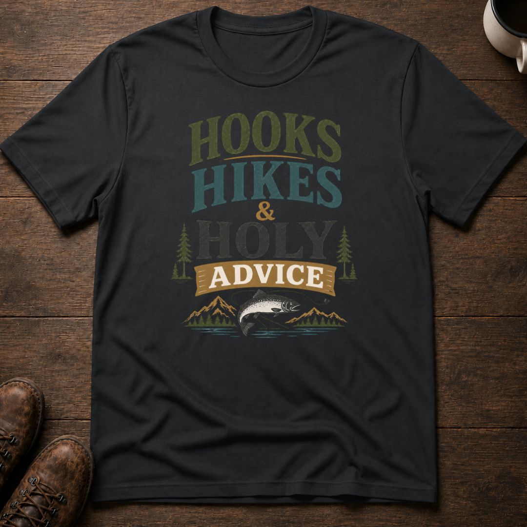 Hooks Hikes Holy Advice T-Shirt